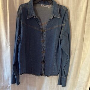 Unique Spectrum Blue Jean Jacket with Distressed Finish